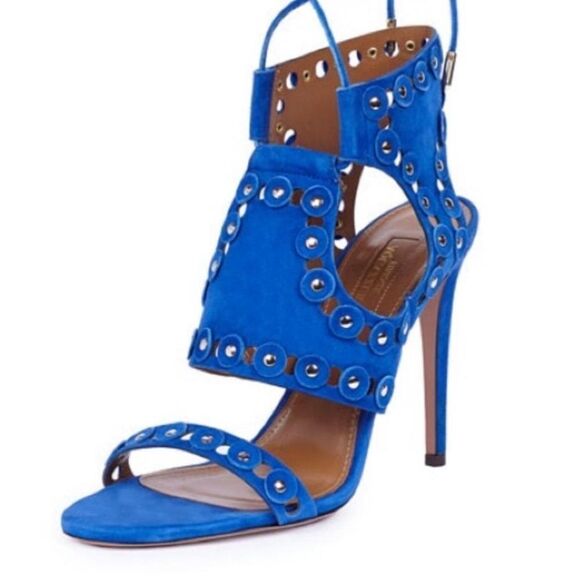 Aquazzura ‘Rebel’ Studs Suede Sandal High Heel Size 7